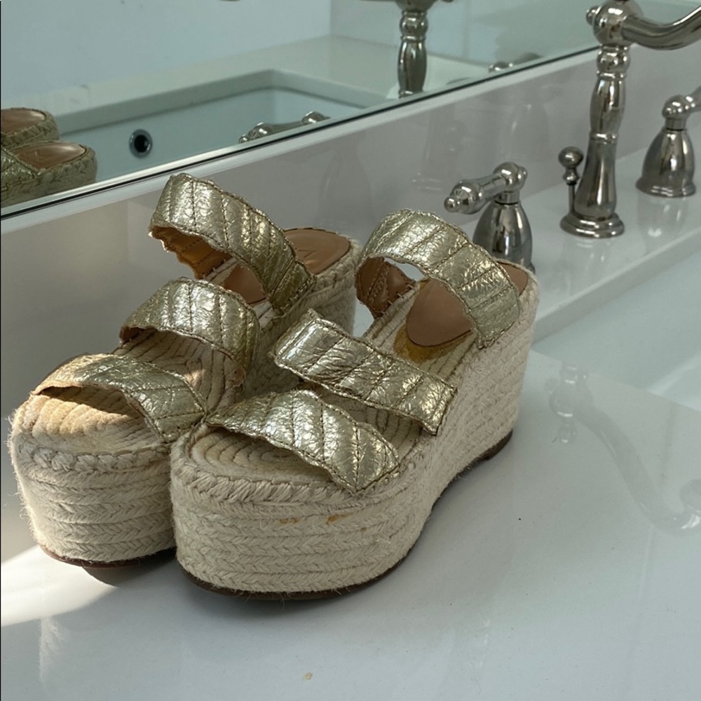 Gold espadrille wedges